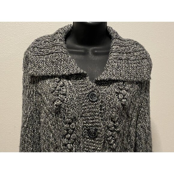 Express Womens Size Large Sweater Button Down Thick Short Gray - Picture 2 of 9